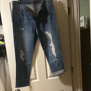 a.n.a Blue Distressed Ankle Jeans